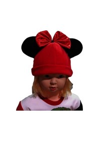 Resim Berselüx Mini Fare Polar Kız Çocuk Beresi Fiyonklu Kırmızı- Siyah 