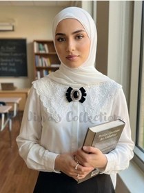 Resim Prestij Serisi El Yapımı Siyah Taşlı Kadife Broş. Özel Tasarım 
