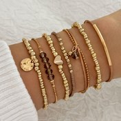 Resim Kadınlar için Elegant 7 Parça Set - CCB Plastik Boncuk ve Çubuk Esnek Katmanlı El Bilekliği Ensemble - Günlük ve Tatil Giyim için Çeşitli, Taş İnlay Yok, Mevsim Uyumu 
