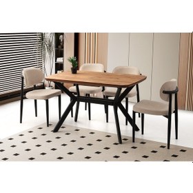 Resim Zümrüt Masa, Alora Sandalye, Dışbudak, 160x90 Açık Ceviz 