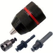 Resim 4 Parça Ağır Hizmet Tipi Metal Matkap Mandren Seti, 1.5-13mm Anahtarsız Altıgen Sap/SDS/Soket Adaptörleri - Dayanıklı Çelik Dönüştürücü Kiti 