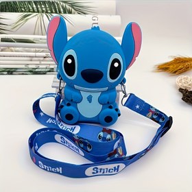 Resim Stitch Karikatür Omuz Çantası - Ayarlanabilir Askı, Fermuar Kapanışı, PVC Malzeme - Pembe ve Mavi Seçenekler - Günlük Kullanım İçin İdeal, Günlük Omuz Çantası|Oyuncağı Tasarım|PVC İnşaat 