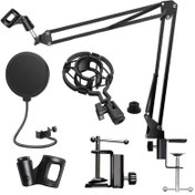 Resim Larkin NB39 Mikrofon Sehpası + Pop Filtre + Mikrofon Tutucu + ShockMount Set 
