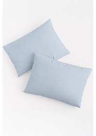 Resim Vevra Mavi Düz Renkli 2 Li Yastık Kılıfı Pamuklu Kumaş Fermuarlı Mavi 