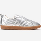 Resim Dericlub Kadın Düz Taban Bağcıklı Spor Ayakkabı Gerçek Deri RC ZENİT GÜMÜŞ 