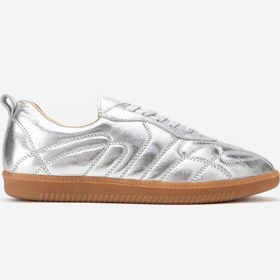 Resim Dericlub Kadın Düz Taban Bağcıklı Spor Ayakkabı Gerçek Deri RC ZENİT GÜMÜŞ 