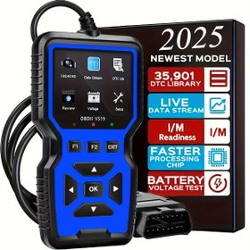 Resim 2025 Yeni OBD2 Tarayıcı Teşhis Aracı - Tüm OBD2 Fonksiyonelliği, Reset, Modlar 6 & 8, 1996 Sonrası Tüm OBDII/EOBD Arabalarla Uyumlu, Pil Olmadan 