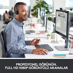 Resim C920 Hd Pro Web Kamerası, 1080P/30 Fps Çözünürlük, Rightlight 2 ile Otomatik Işık Düzeltme, Çift Mikrofonlu Stereo Ses, Siyah 