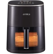 Resim DEKORANLA Siyah hava fritözü, sağlıklı ve pratik pişirme için ideal, yüksek performanslı tasarım 