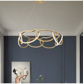 Resim Quon 8'li Gold 150 Watt Yuvarlak Modern Sarkıt Salon Led Avize Gold 