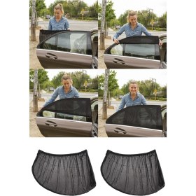 Resim 2 Adet Araba Arka Yan Cam Perdesi Araç Içi Güneşlik ve 1 Adet Oto Ön Cam Güneşlik Kılıfı 
