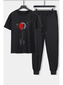 Resim classy moda Unisex Oversize Eşofman Takımı Kısa Kollu T-shirt Rahat Kalıp Günlük Spor Yazlık 