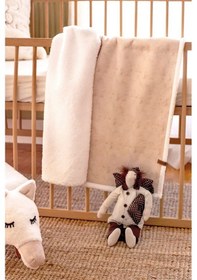 Resim Fluffy Bebek Battaniyesi 80x100 Solid Bej Düz Kundak Puset Çift Taraflı Koyun Tüyü Battaniye 100x80 