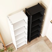 Resim ayarlanabilir 4/6/8 Katlı Metal Ayakkabı Rafı - Alet Gerektirmeyen Taşınabilir Antre Depolama Rafı, Yurt ve Ev İçin Uygun, Çok Katmanlı Spor Ayakkabı & Ayakkabı Saklama Çözümü, Basit Beyaz/Siyah Tasarım | Dayanıklı Ayakkabı Organizatörü 