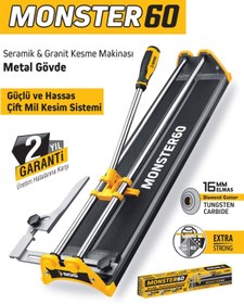Resim İBTAŞ Monster 60 Profesyonel Fayans Seramik Granit Kesme Makinesi 60cm - Metal Gövde 