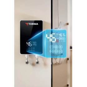 Resim Feyza Design Elektrikli Duvara Monte Şofben 7000W Banyo ve Mutfak Için Siyah 