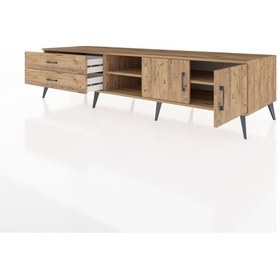 Resim Kronos Tv Ünitesi 2 Raflı 2 Çekmeceli 2 Kapaklı 220x59x51 Çam-çam Atlas Çam/atlas Çam - Atlas Çam 