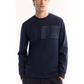 Resim AVVA Erkek Siyah Bisiklet Yaka Pamuklu Bi-Stretch Baskılı Regular Fit Sweatshirt A52Y1215 