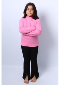 Resim Kız Çocuk Triko Düz Badi Balıkçı Yaka D1 Pembe 