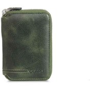 Resim GUARD Fermuarlı Antik Yeşil Hakiki Deri Mini Erkek Cüzdan P796 
