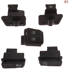 Resim Siyah 5 Adet Motosiklet Başlangıç Anahtarı Korna Işık Dönüş Sinyali Yüksek Düşük Işın Düğmesi Anahtarı 