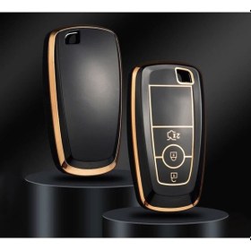 Resim Lüx Ford Kuga Mustang Fusion Ecosport F150 F250 Ranger Nano Anahtar Kılıfı Siyah Gold 