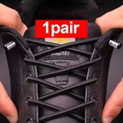 Resim 1 Çift AUS Bağsız Elastik Düz Yuvarlak Ayakkabı Bağları, Sneakerlar için Polyester Hızlı Bağlama Sistemi, Erkekler ve Kadınlar için Ayarlanabilir Esnek Ayakkabı Bağları, Güvenli Kilitlerle Elastik Ayakkabı Bağları 