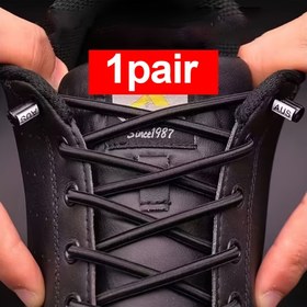 Resim 1 Çift AUS Bağsız Elastik Düz Yuvarlak Ayakkabı Bağları, Sneakerlar için Polyester Hızlı Bağlama Sistemi, Erkekler ve Kadınlar için Ayarlanabilir Esnek Ayakkabı Bağları, Güvenli Kilitlerle Elastik Ayakkabı Bağları 
