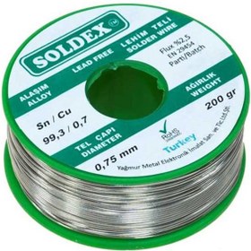 Resim sesengo KURŞUNSUZ SOLDEX 200 GR 0.75 MM KURŞUNSUZ LEHİM TELİ SN 99.3 / CU 0.7 (5232) 