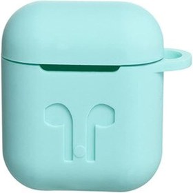 Resim Microcase Airpods Kulaklık ve Şarj Ünitesi için Silikon Kılıf + Kulaklık Askılık + Çengel - Turkuaz 