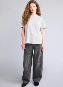 Resim DeFacto Oversize Basic T-Shirt Gri Melanj 