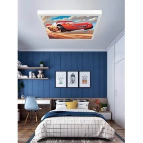 Resim Şimşek Mcqueen Avize, 60X60 Çocuk Odası Avize, 60WATT, Estetik Kare, Yapay Zeka Tasarım Avize, Pist 
