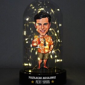 Resim Tatildeki Keyif Karikatürlü Işıklı Fanus Biblo 