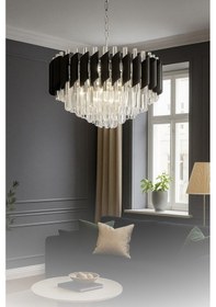 Resim Kuvars Model Krom Kaplama Şık Tarz Kristal Salon Oturma Yemek Odası Hol Antre Avize Krom Kaplama 