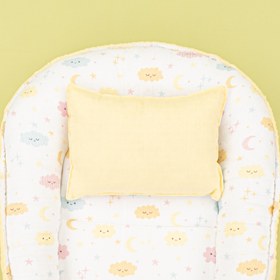 Resim Babynest ve Yastık - Çift Taraflı - Sarı Muslin - Sarı Bulut 