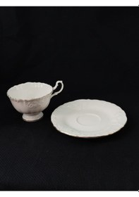 Resim Bone 6 Kişilik Porselen Yaldızlı Çay Takımı Beyaz Beyaz 