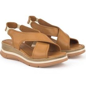 Resim Ziya, Kadın Hakiki Deri Dolgu Topuk Sandalet 1511020z2562 Taba 1511020z2562 320 Taba 