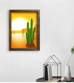 Resim Bk Gift Kaktüsler Tasarımlı Doğal Masif Ahşap Çerçeveli Tablo 45X (551120043) 