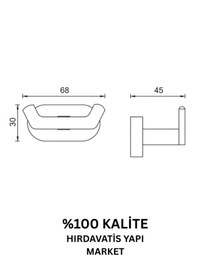 Resim Çelik Banyo Paslanmaz Pirinç Zirve Montajlı İkili Askılık Gri 