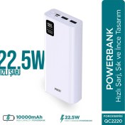 Resim Phixi Force QC2220 20000mAh 22.5W Hızlı Şarj Cihazı - Fast Powerbank - 2 USB 1 PD Port - Dijital Ekran - Taşınabilir Şarj Cihazı 
