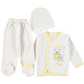 Resim Mdm Sarı 3 Lü Zıbın Takımı Kendinden Eldivenli Sarı 