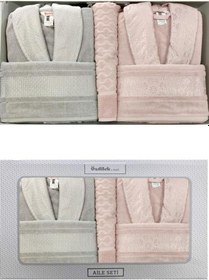 Resim Bornoz Takımı Blossom Happy Set Aile Seti 5 Parça Gri 