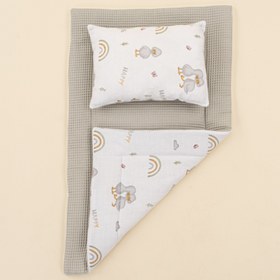 Resim Alt Açma Matı ve Yastık - Çift Taraflı - Gri Petek - Ördekler 