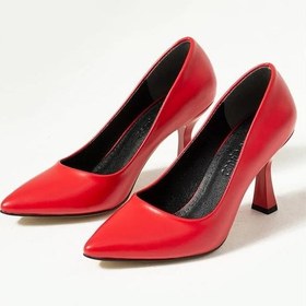 Resim Preshley Kadın Samba Kırmızı Stiletto 9 Cm Topuklu Ayakkabı-kırmızı Kırmızı 