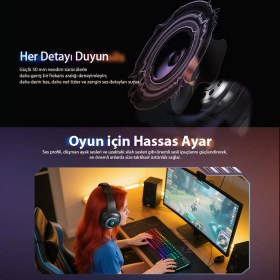 Resim QCY Heroad V200 RGB 7.1 USB Kablolu Gaming Oyuncu Kulaklığı Siyah 