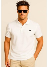 Resim New Balance Beyaz Classic Basic Logo Polo Yaka Pike Tişört Mnt3415-wt Beyaz 