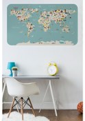 Resim Eğitici Dünya Haritası Dünya Atlası Çocuk Ve Bebek Odası Duvar Sticker-60x105-3786 - Renkli Çok Renkli 