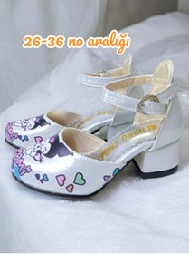 Resim pediashoes KUROMİ KIZ ÇOCUK GÜMÜŞ RENK MİNİK TOPUKLU ABİYE AYAKKABI 