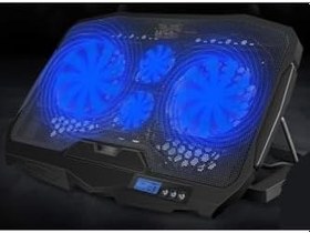 Resim Junglee Laptop Soğutucu Stand Yükseklik Ayarlı 4 Fanlı Led Işıklı Lcd Ekranlı Notebook Altlığı Cooling Pad Siyah 