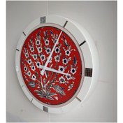 Resim Bahat Çinili Simli Ofis Salon Duvar Saati Beyaz Metal Çerçeve 36 Cm 